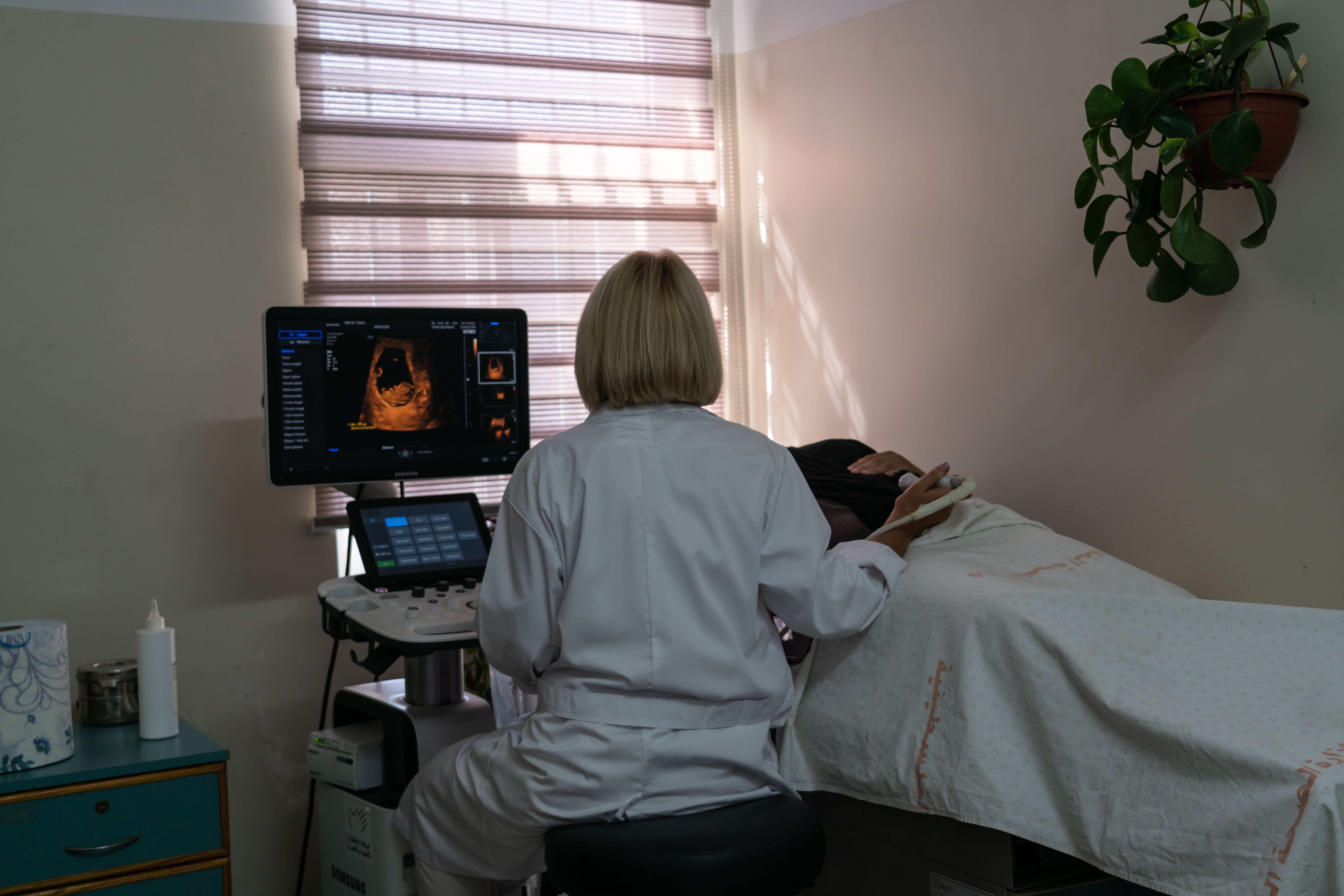 A pregnant woman visits a Ministry of Health facility in Bethlehem for her first ultrasound. © UNFPA Palestine / Samar Hazboun 