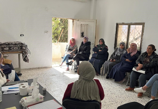 A  meeting is held at the newly established women-run centre in Issawiyah, Jerusalem. Image courtesy of PCC.