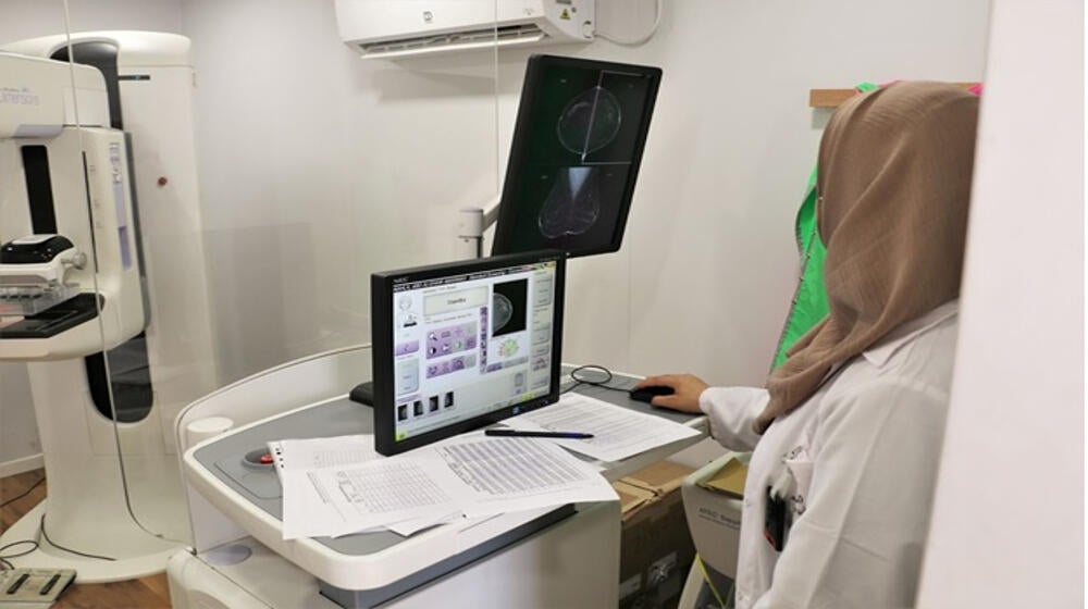 Ultrasound at a mobile clinic in the West Bank