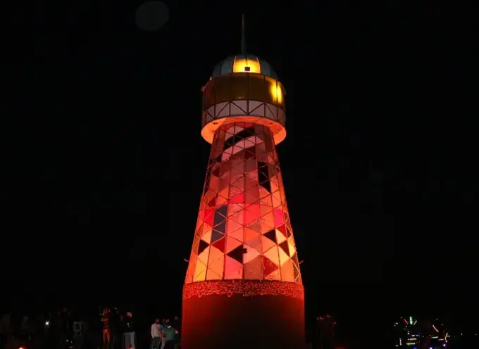 Gaza lighthouse glows in orange marking the international day for elimination of violence against women